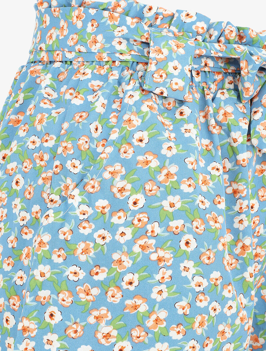 Short taille haute imprimé fleurs - Bleu clair - 3