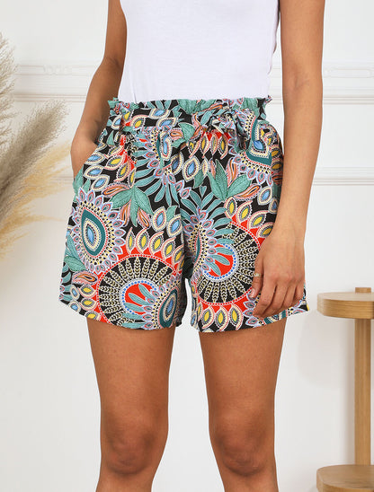 Short droit imprimé tropical fantaisie - Noir - 4