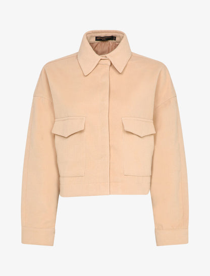Veste courte et oversize en feutrine - Beige - 4