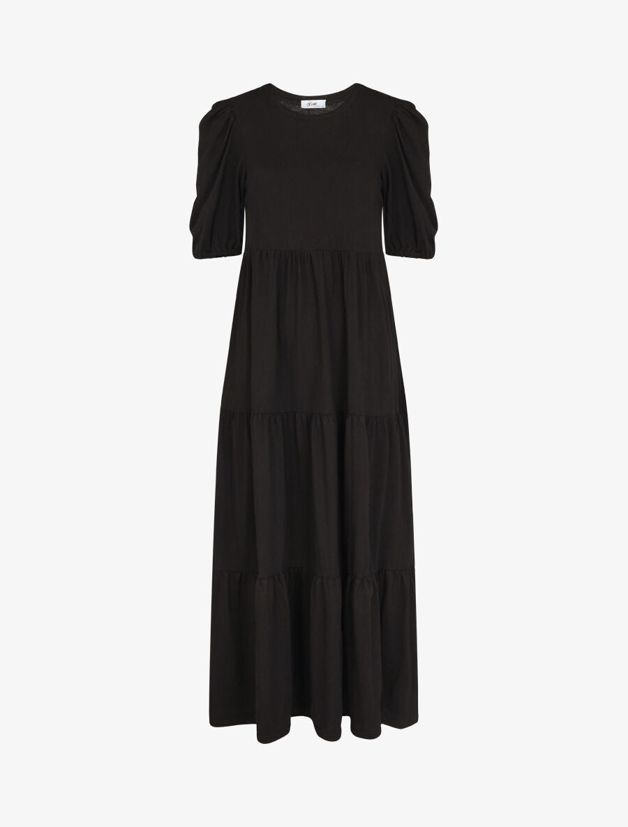 Robe longue à manches paysannes élastiquées - Noir - 1