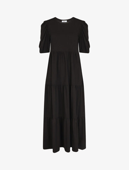 Robe longue à manches paysannes élastiquées - Noir - 1