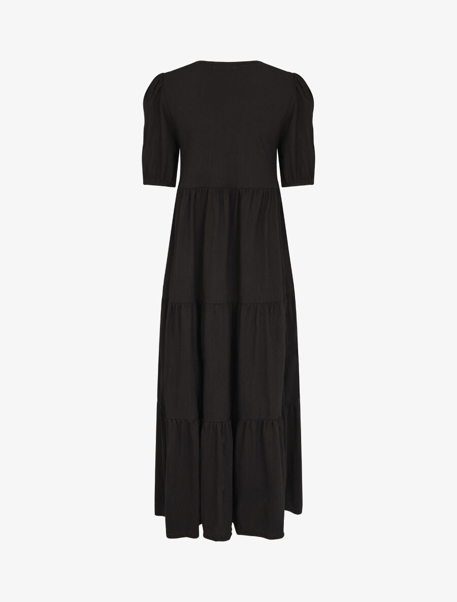 Robe longue à manches paysannes élastiquées - Noir - 2