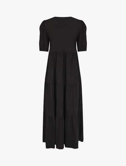 Robe longue à manches paysannes élastiquées - Noir - 2