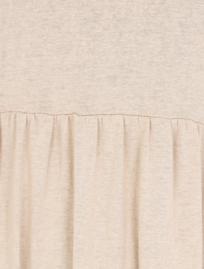 Robe longue à manches paysannes élastiquées - Beige - 3