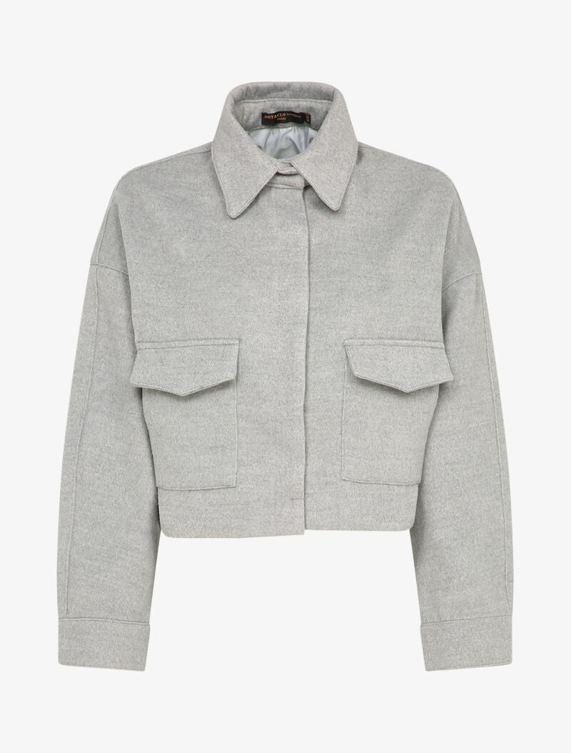 Veste courte et oversize en feutrine - Gris - 1