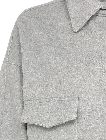 Veste courte et oversize en feutrine - Gris - 3