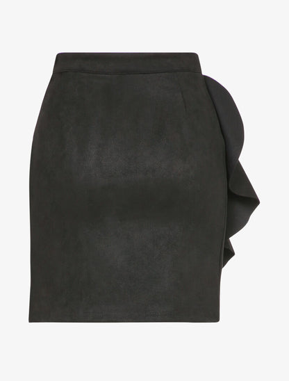 Jupe en suédine volantée style portefeuille - Noir - 2