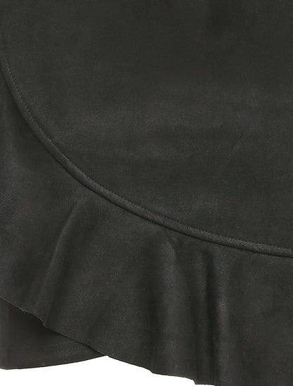 Jupe en suédine volantée style portefeuille - Noir - 3