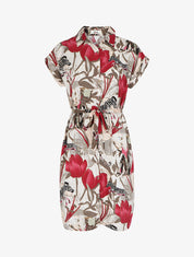 Robe chemise à imprimé animaux et fleurs - Kaki - 1