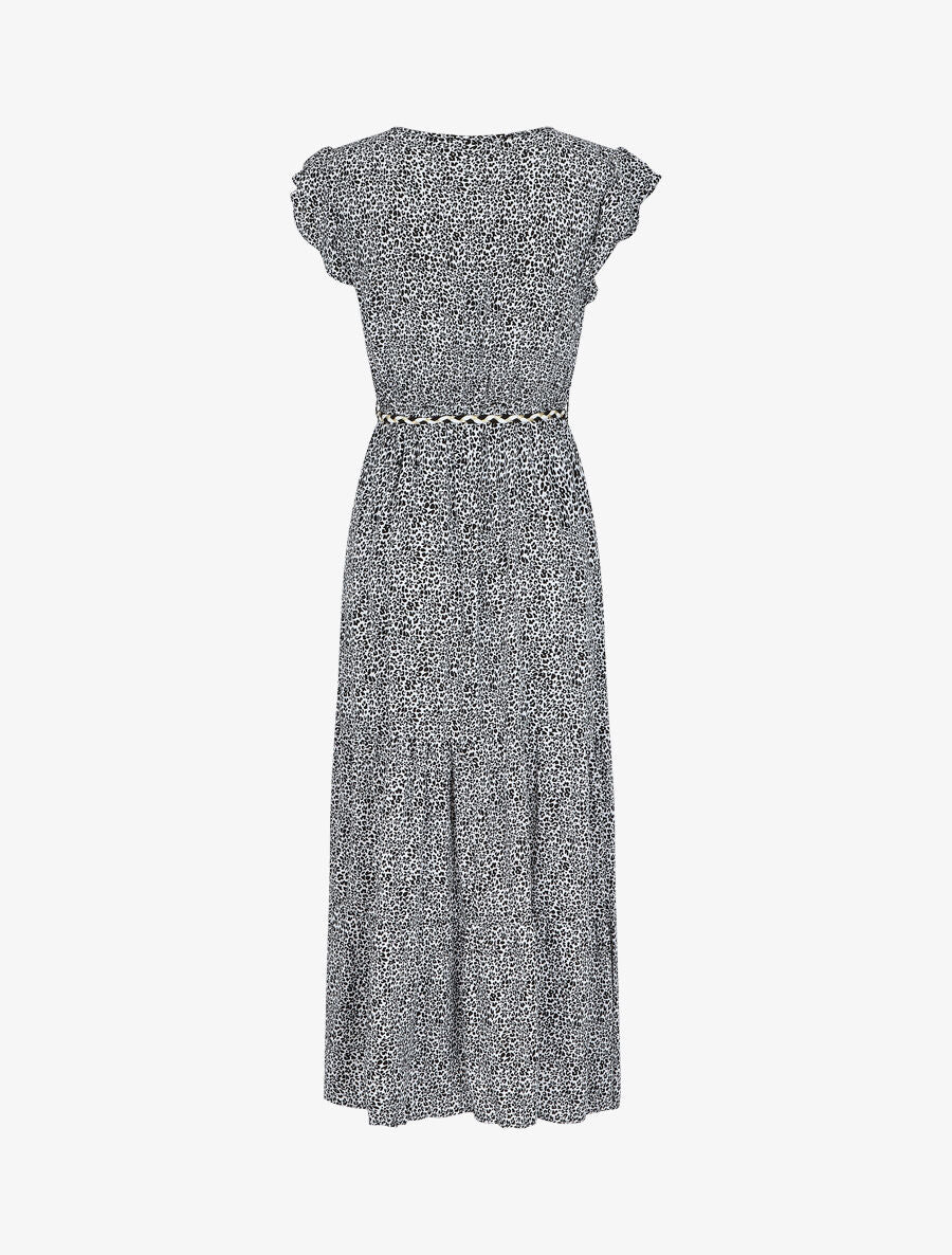 Robe longue élastiquée imprimé fleuri - Noir - 2
