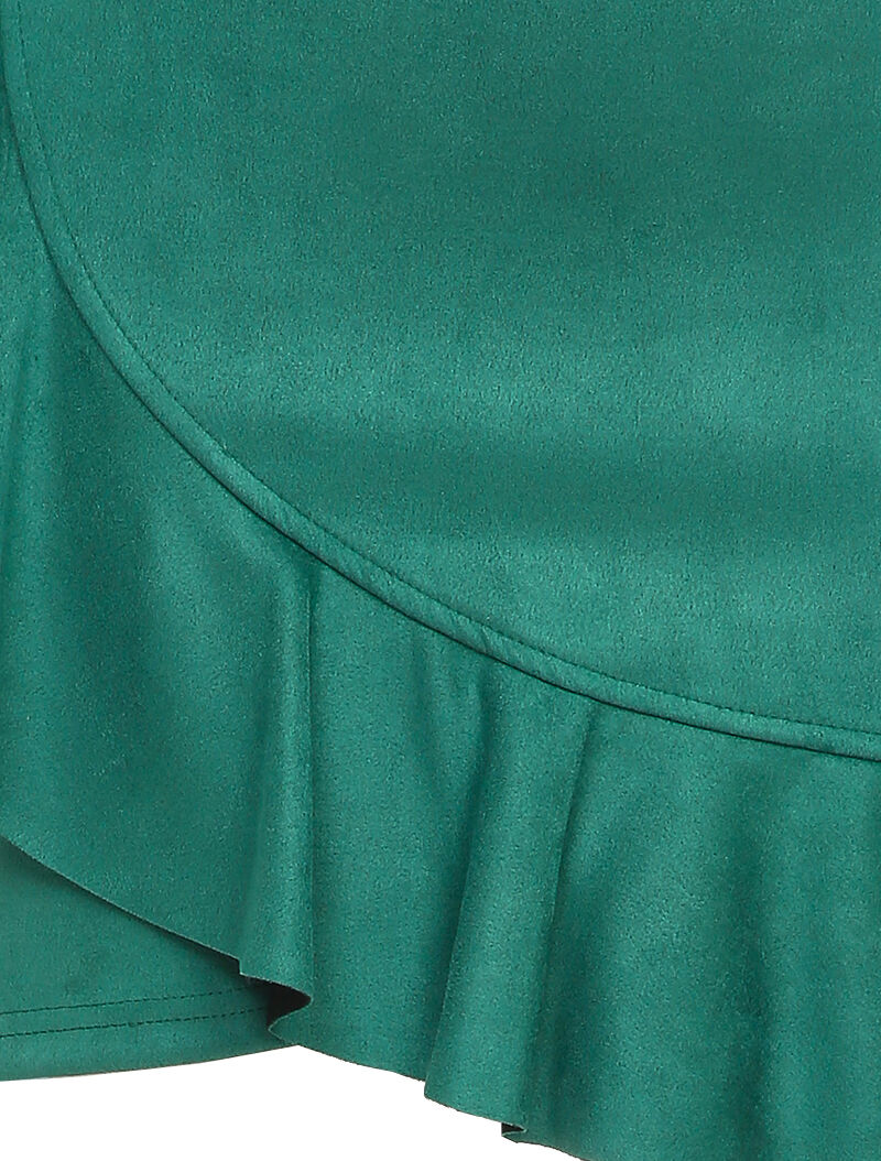 Jupe en suédine volantée style portefeuille - Vert - 3
