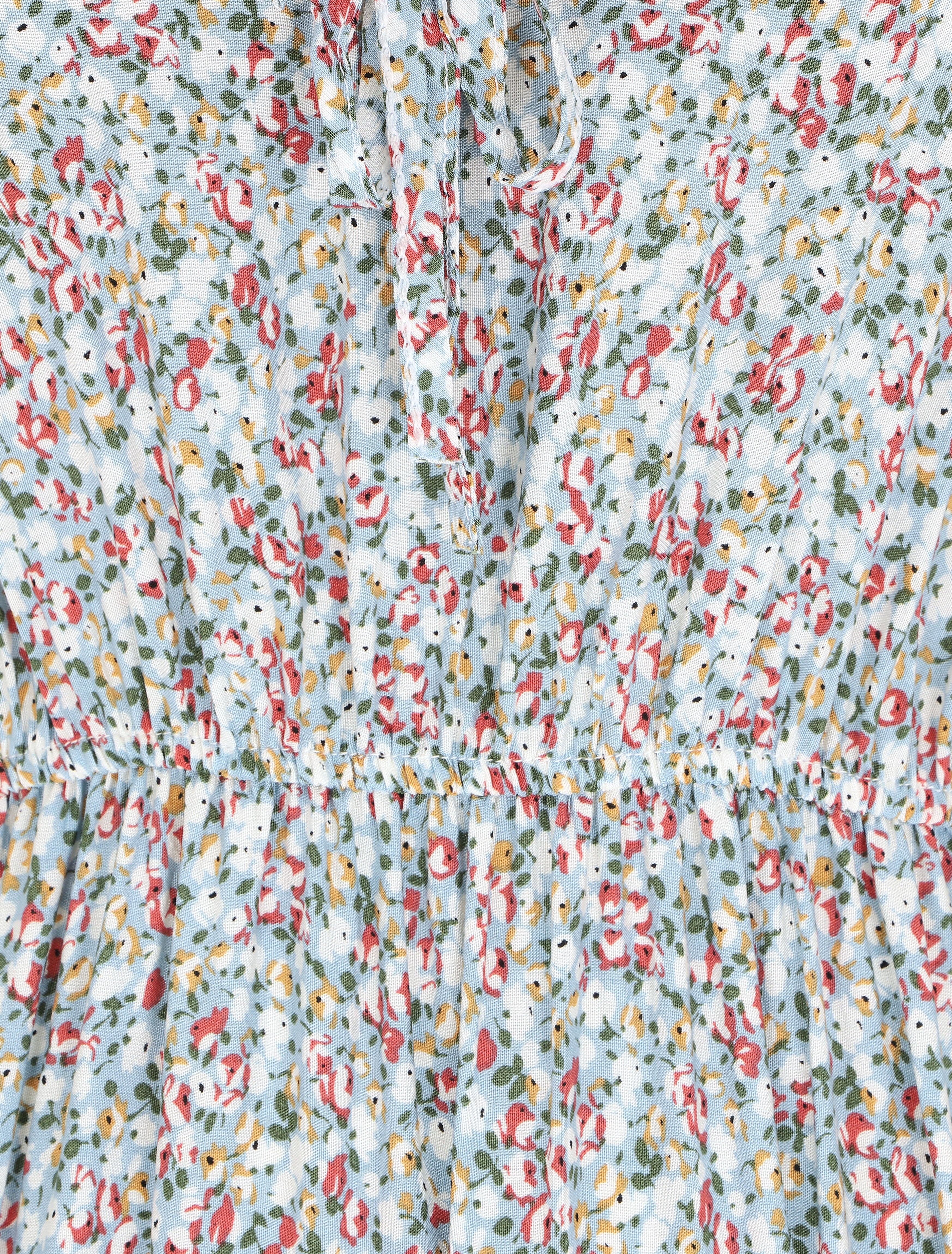 Robe longue à volants imprimé petites fleurs - Bleu clair - 3