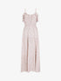 Robe longue à volants imprimé petites fleurs - Blanc - 1