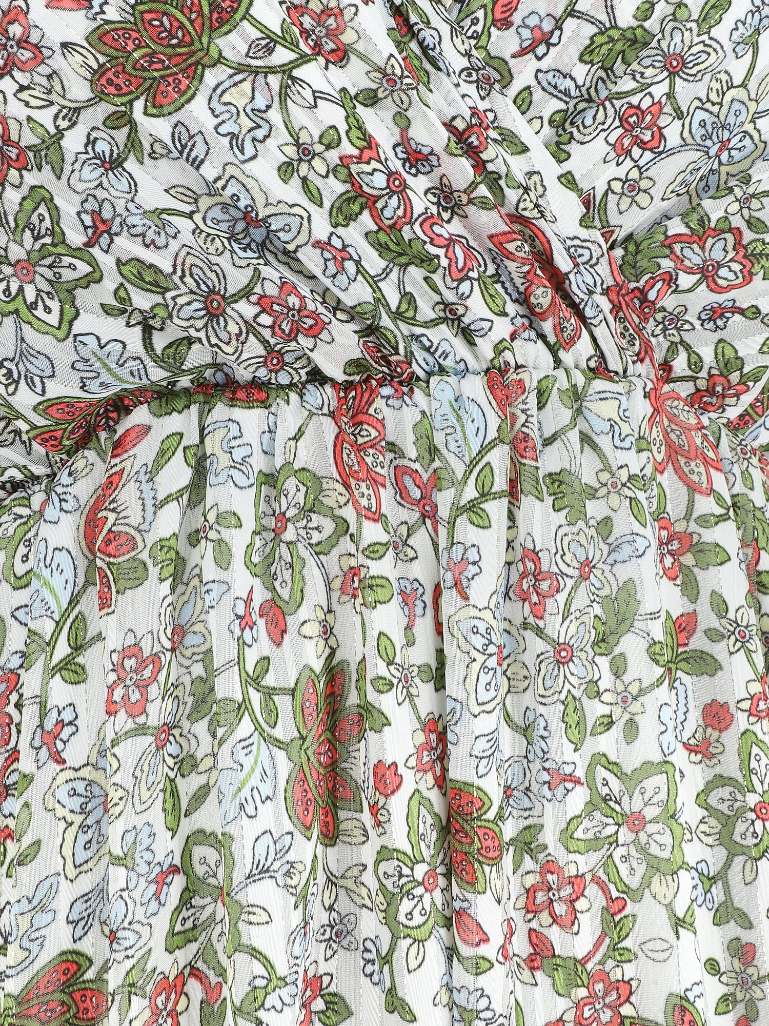 Robe longue fleurie et satinée à bretelles - Blanc - 4