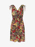 Robe courte élastiquée imprimé feuilles tropicales - Rouge - 1