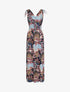 Robe longue à bretelles imprimé plume de paon - Bleu/rose - 1