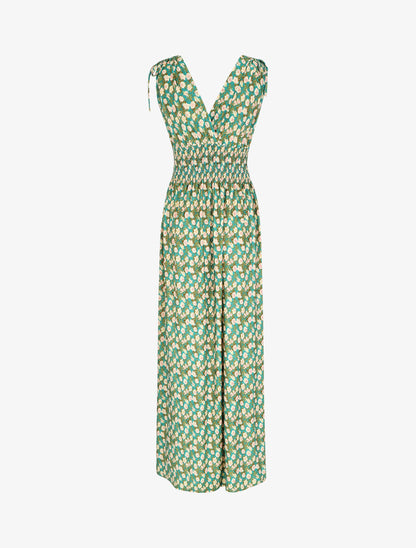 Robe longue à bretelles imprimé fleuri - Vert - 3