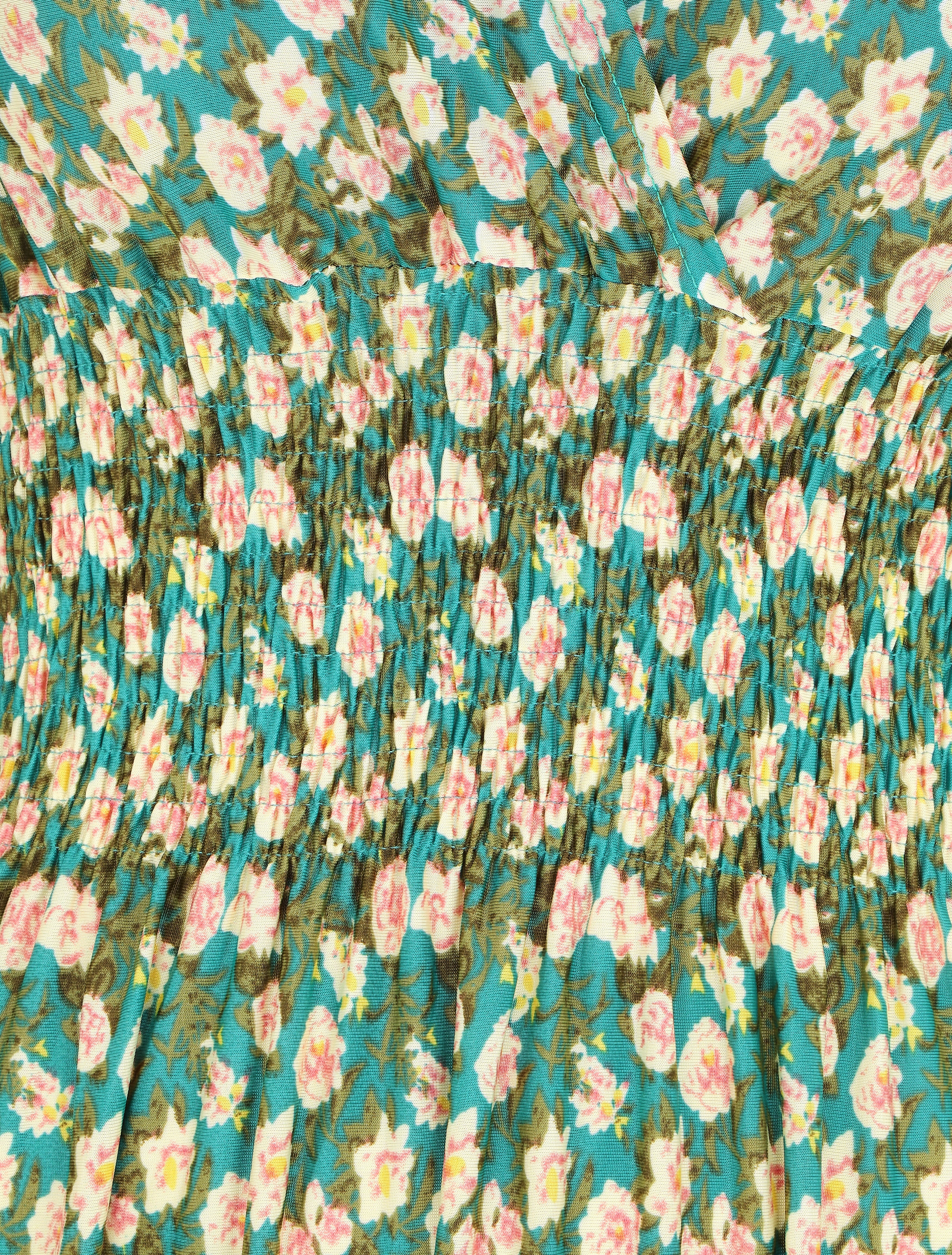 Robe longue à bretelles imprimé fleuri - Vert - 4