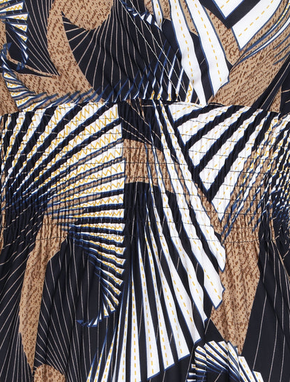 Robe mi-longue à bretelles imprimé graphique - Bleu - 4