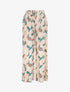 Pantalon élastiqué imprimé feuilles - Beige - 1