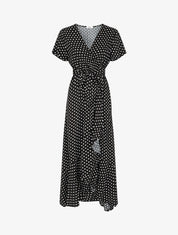 Robe longue à imprimé pois - Noir - 1