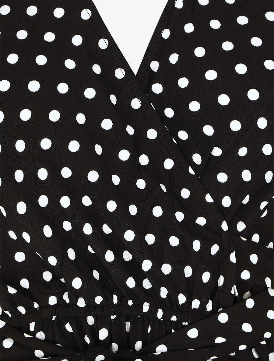 Robe longue à imprimé pois - Noir - 3