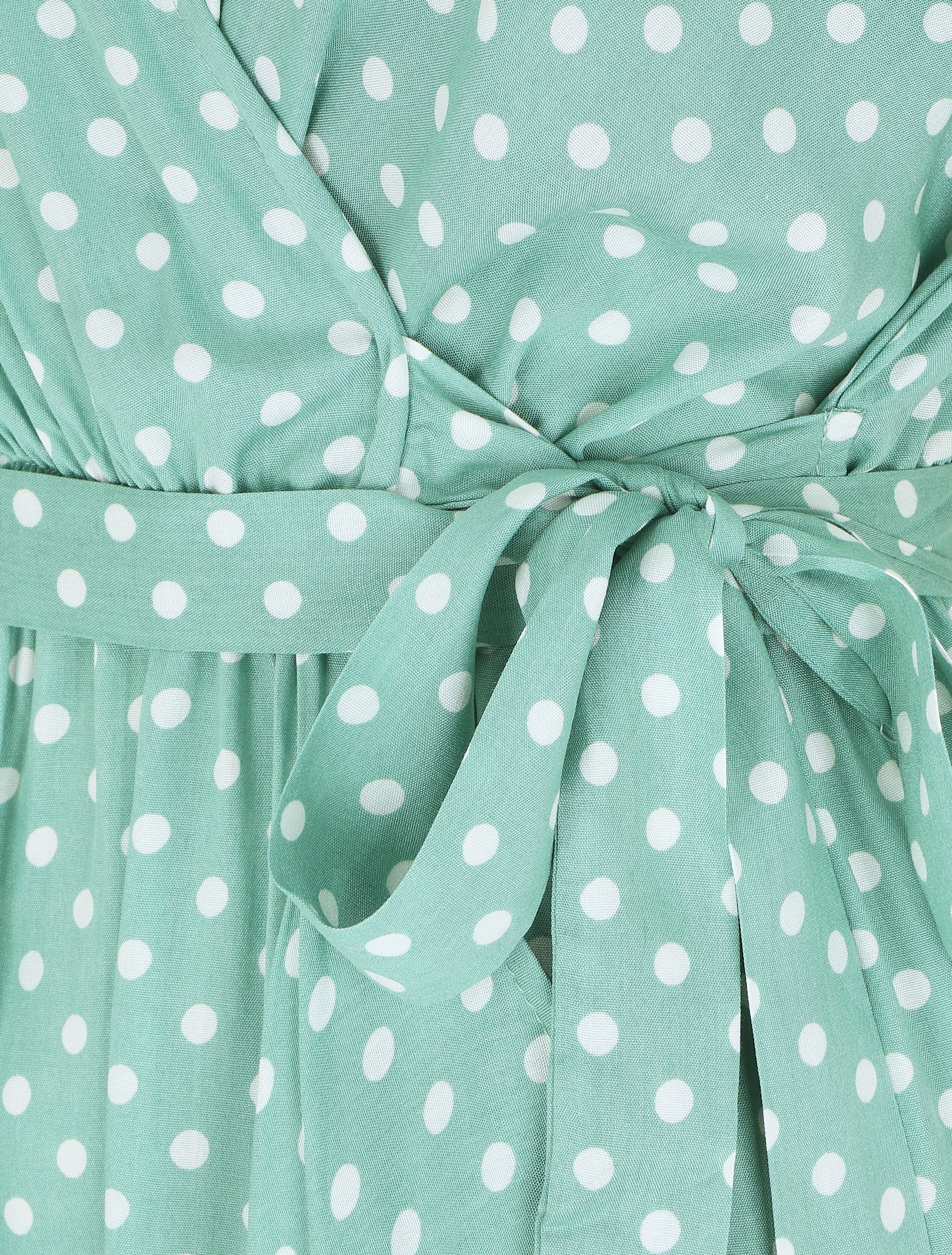 Robe longue à imprimé pois - Vert d&
