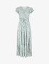 Robe longue fendue imprimé fleuri - Vert - 5