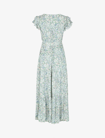 Robe longue fendue imprimé fleuri - Vert - 2