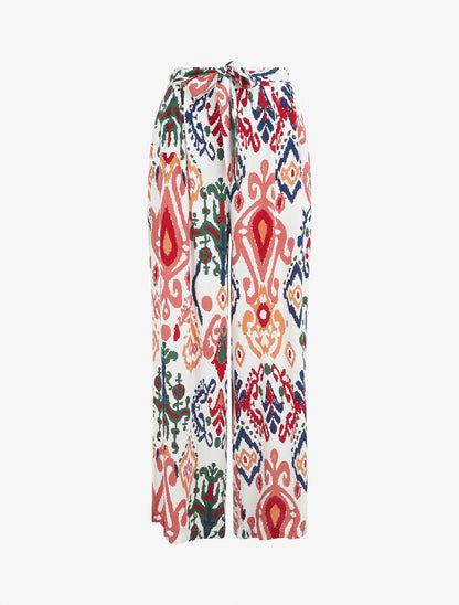 Pantalon ample imprimé graphique - Blanc - 1