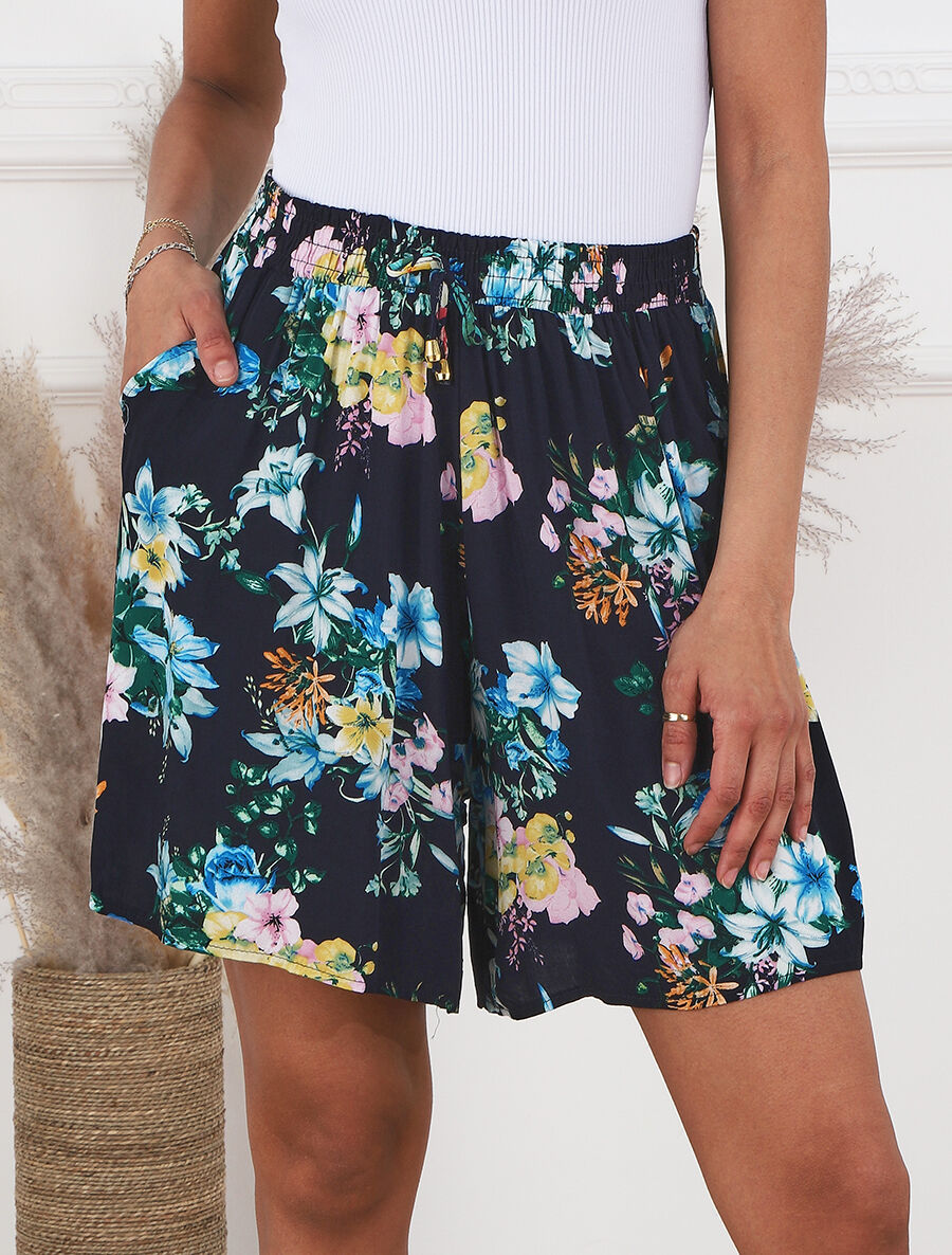 Short fluide imprimé floral - Marine - 4