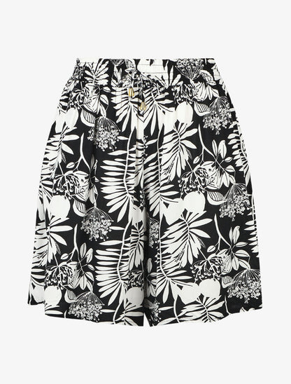 Short fluide imprimé feuilles - Noir - 5