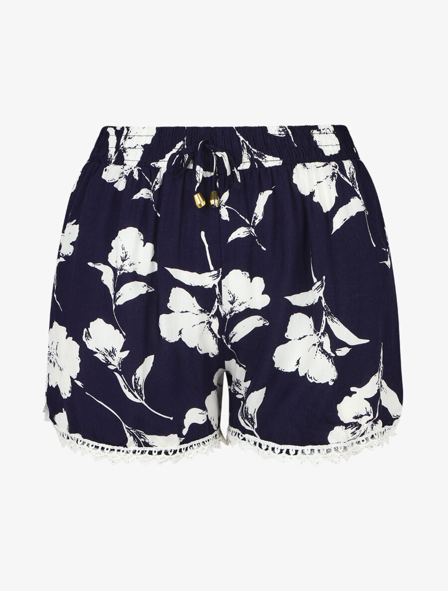 Short fleuri bords en crochet - Marine - 5