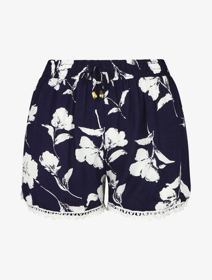 Short fleuri bords en crochet - Marine - 5