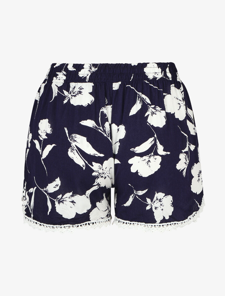 Short fleuri bords en crochet - Marine - 2