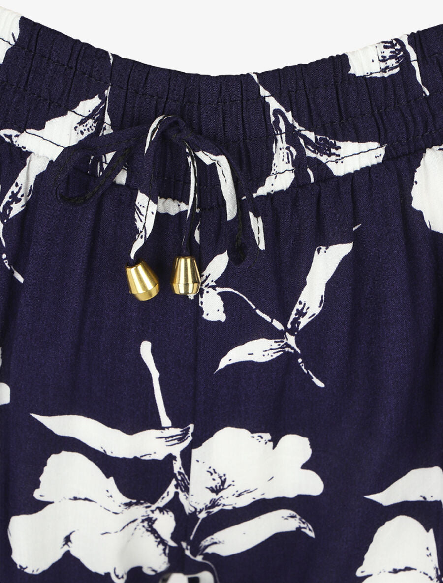 Short fleuri bords en crochet - Marine - 3