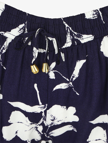 Short fleuri bords en crochet - Marine - 3