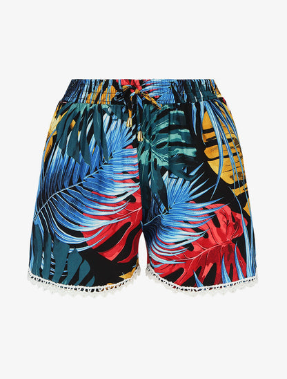 Short tropical bords en crochet - Noir - 5