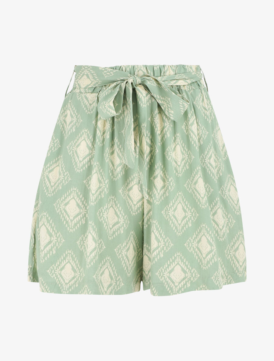 Short fluide à imprimé graphique - Vert d&