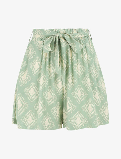Short fluide à imprimé graphique - Vert d&