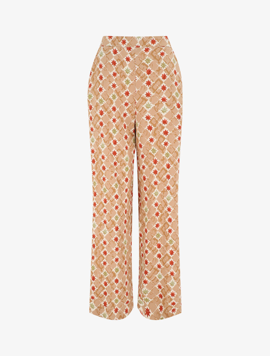 Pantalon ample à imprimé fantaisie - Taupe - 5