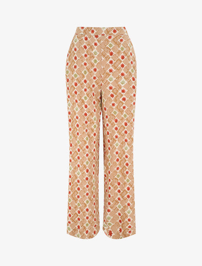 Pantalon ample à imprimé fantaisie - Taupe - 5