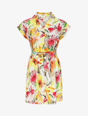 Robe courte droite imprimé floral - Blanc - 5