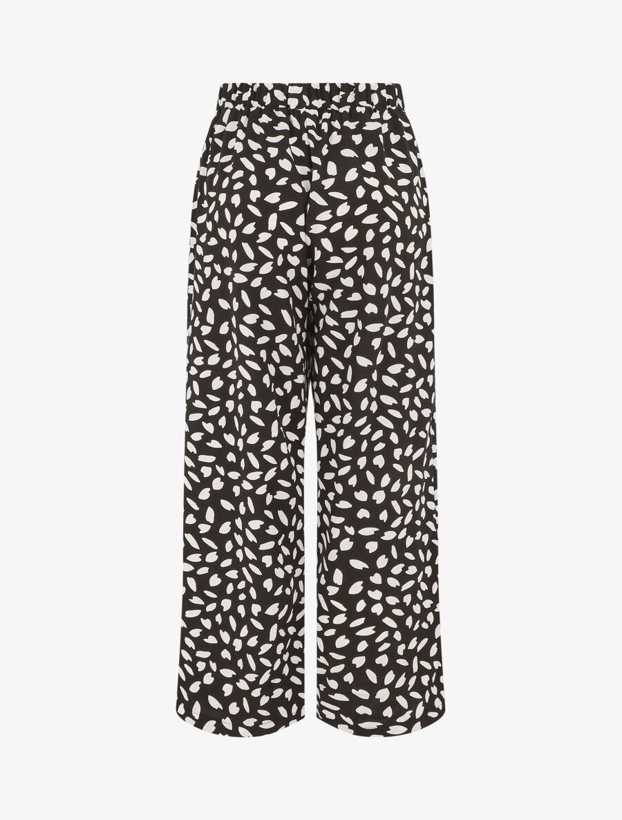 Pantalon fluide imprimé pétales de fleurs - Noir - 2