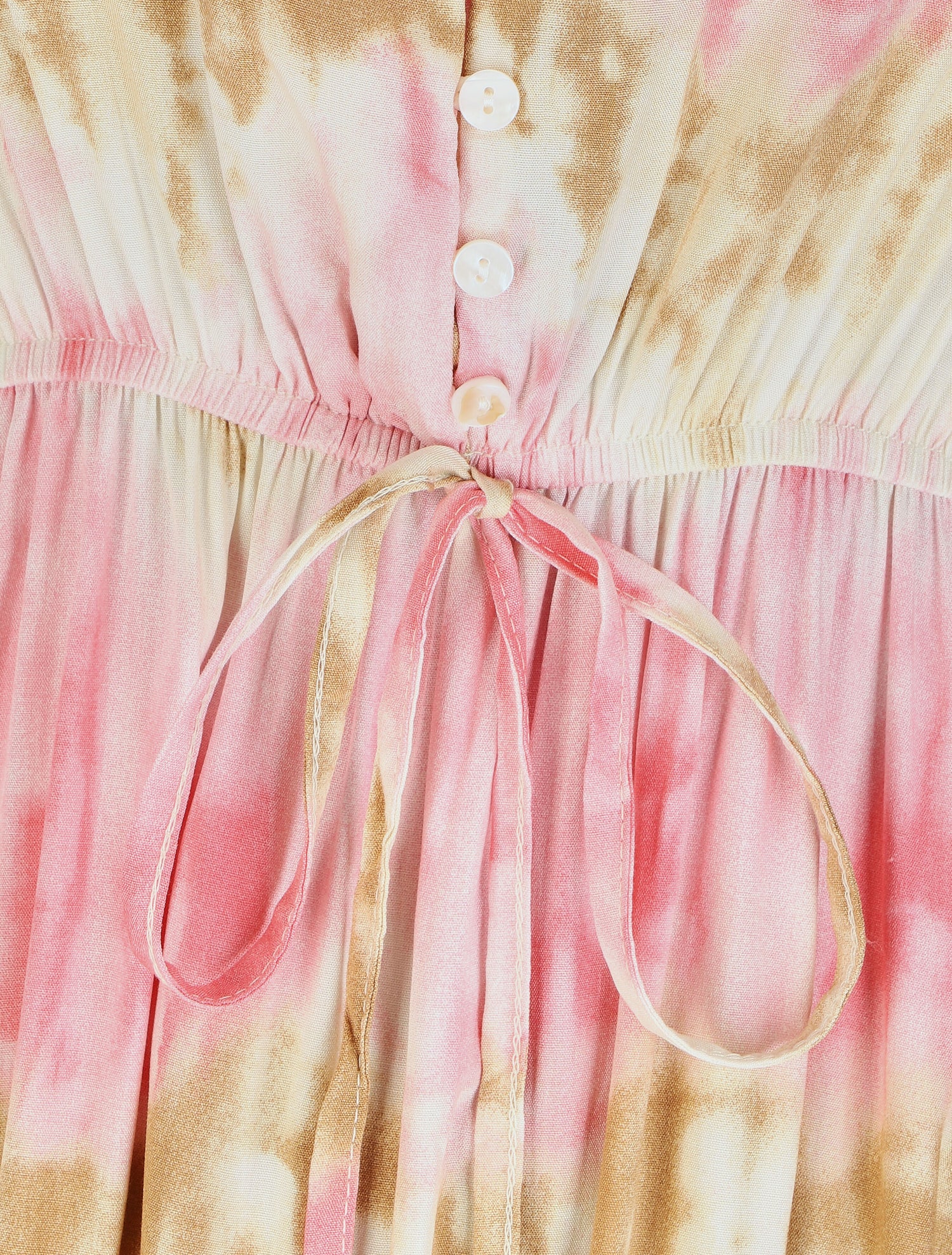 Robe longue évasée tie and dye - Camel/rose - 3