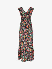 Robe longue évasée imprimé floral - Noir - 1