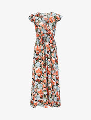 Robe longue évasée à fleurs - Noir - 5