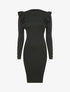 Robe côtelée à épaules volantées - Noir - 5