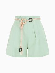 Short uni effet lin - Vert clair - 1