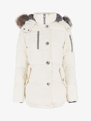 Parka matelassée à capuche fourrée - Écru - 1